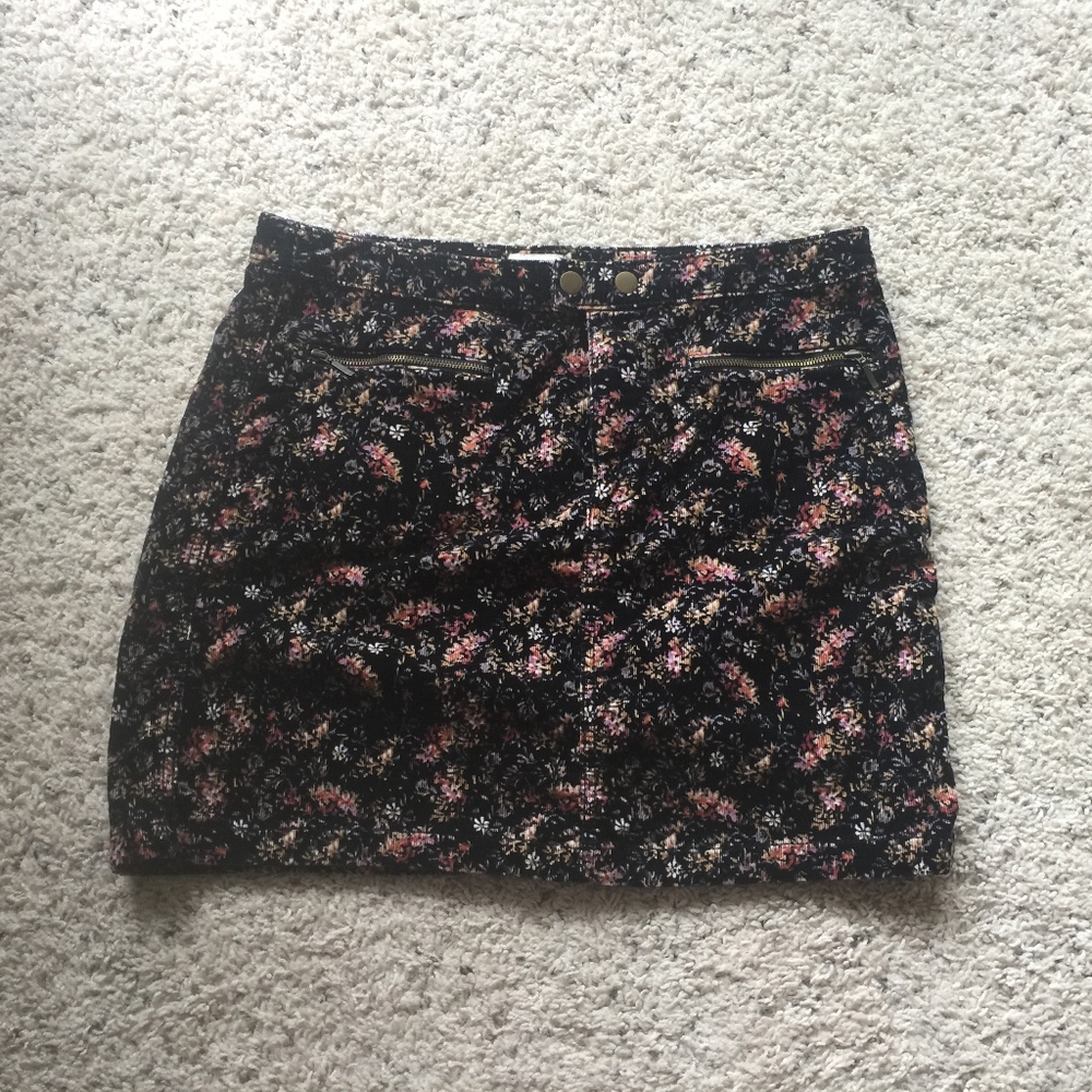 Floral Corduroy Skirt